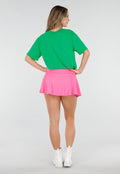 Neon Roze Stretch Skort met Binnenbroekje en Zakken