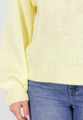 Gele Grofgebreide Oversized Trui met Ronde Hals