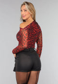 Geplooide Top met Panterprint in Rood