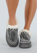 Grijze Sherpa Mocassin met Dikke Zool en Kwastjes