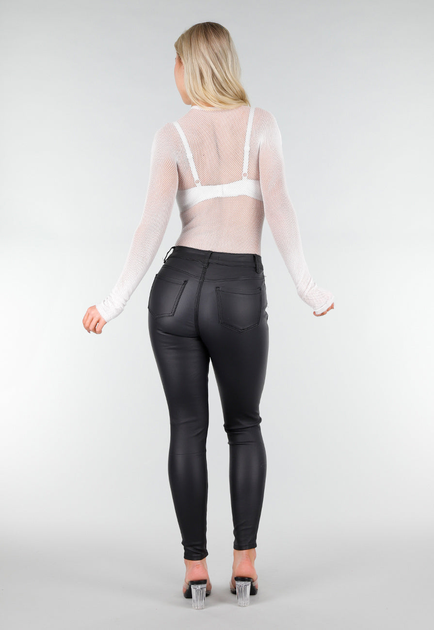 Witte Mesh Fishnet Body met Stretch