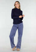 Navy Top met Stretch Lange Mouw