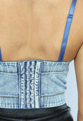 Denim Voorgevormde Bustier Top met Afneembare Bandjes