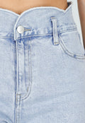 Lichtblauwe Denim Wide Leg Jeans met Hoge Taille