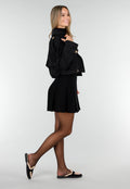 Zwarte Glanzende Panty met Hoge Taille en Corrigerend Effect