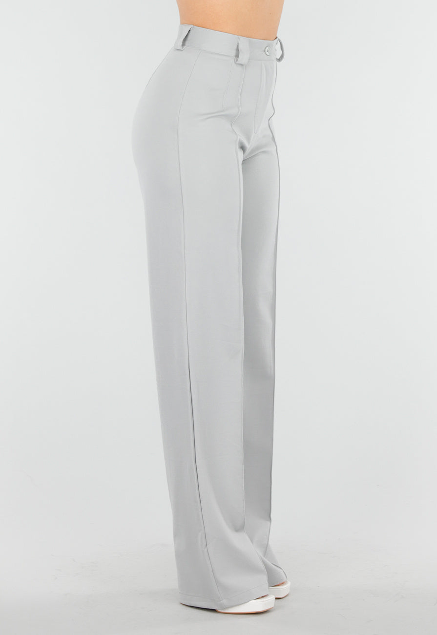 Lichtgrijze Tall Elastische Pantalon met Rechte Pijpen