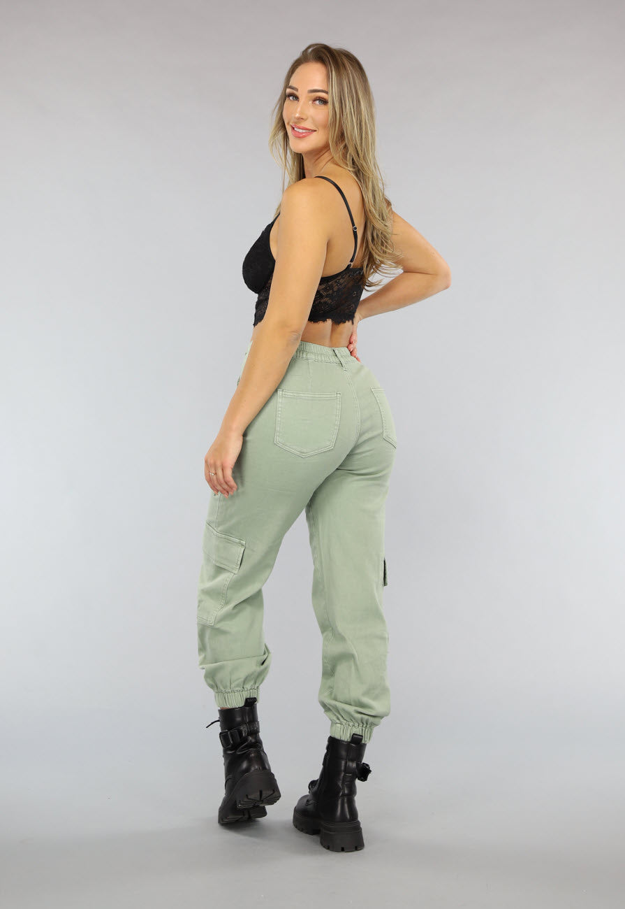 Groene Stretch Carpenter Broek met Zakken