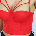 Strappy Rode Sexy Bustier met Cups