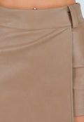 Beige Asymmetrische Skort met Schuine Overslag
