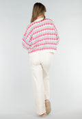 Gebreid Vest met Roze en Blauwe Ruitprint