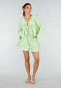 Lichtgroene Gestreepte Two Piece Set met Blouse en Rucheshort