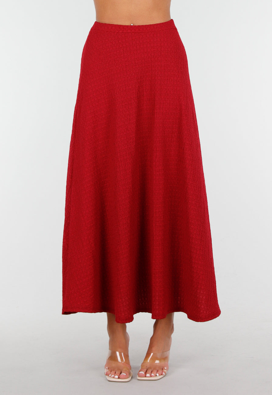 Rode Maxi Set met Hooggesloten Top en Stretch