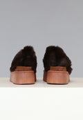 Bruine Plateau Pantoffels met Imitatiebont