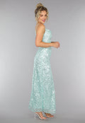 Maxi Split Jurk Pailletten Jurk in Mintgroen