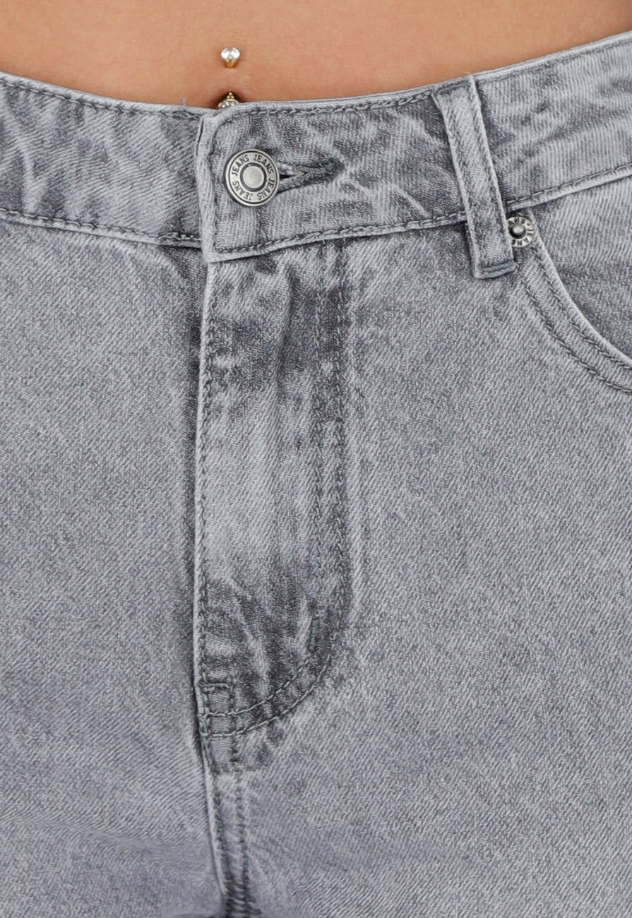 Grijze Wide Leg Tall Jeans met Gewassen Denim Wassing