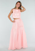Roze Bloemen Crop Top met Mouwloos Model