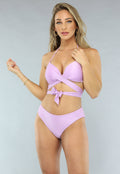 Glinsterende Lila Strappy Push Up Bikini Top