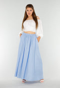 Maxi Rok in Lichtblauw met Elastische Tailleband