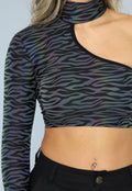 Reflecterende Zebra One Shoulder Top