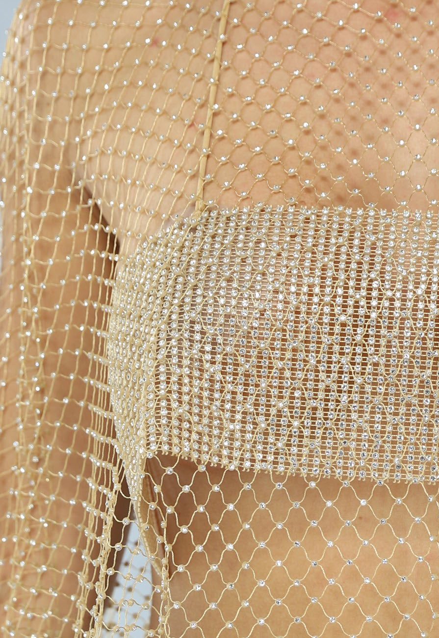 2-Delige Gouden Fishnet Glitter Set