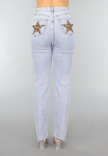 Rechte Jeans met Panterprint Sterren