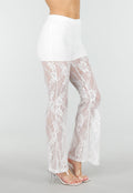 Petite Witte Kant Flared Broek met Stretch en Binnenbroekje
