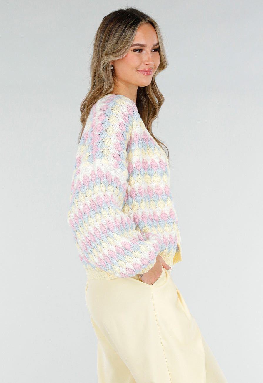 Gestreept Pastel Gebreid Vest