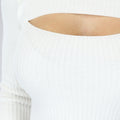 Witte Grove Rib Jurk met Cutout