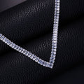 Zilveren Diamanten Hals Ketting met V-Vorm