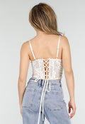 Witte Kant Corset Top met Bandjes en Vetersluiting