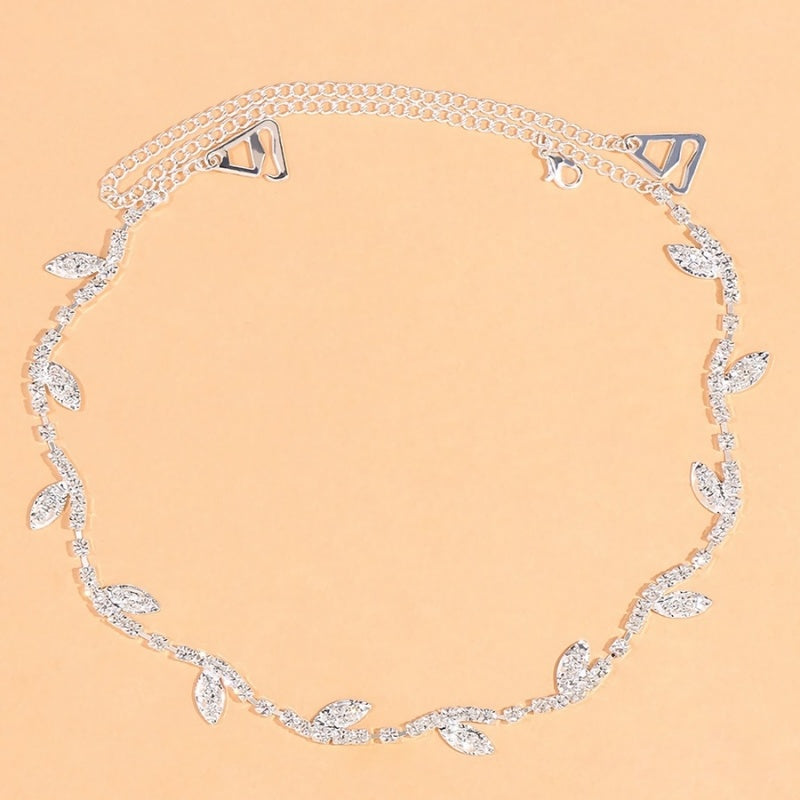 Zilveren Leaf BH Band met Strass