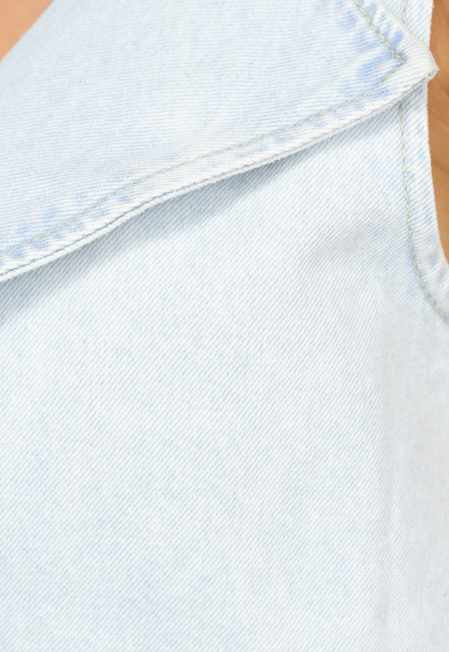 Denim Wikkel Top met Strikdetail