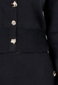 Zwarte Knitted Set met Midi Rok met Split