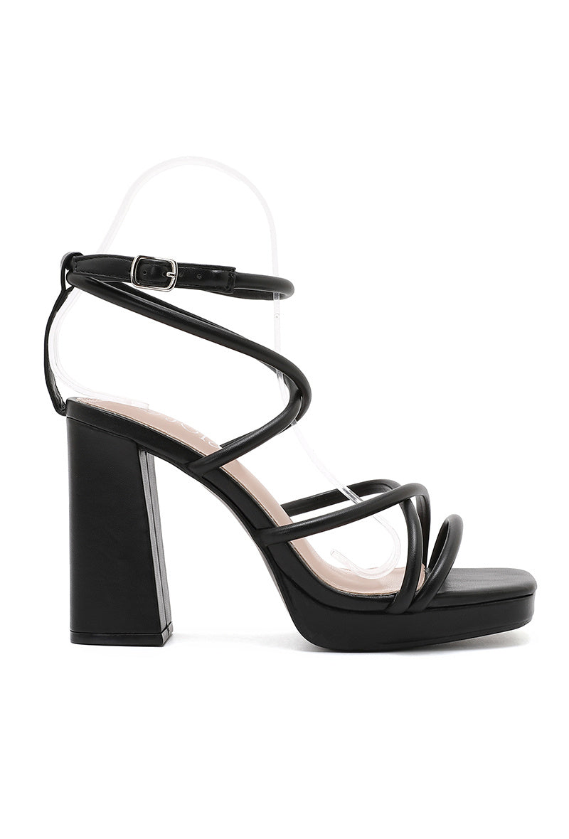 Zwarte Strappy Sandaletten met Blokhak