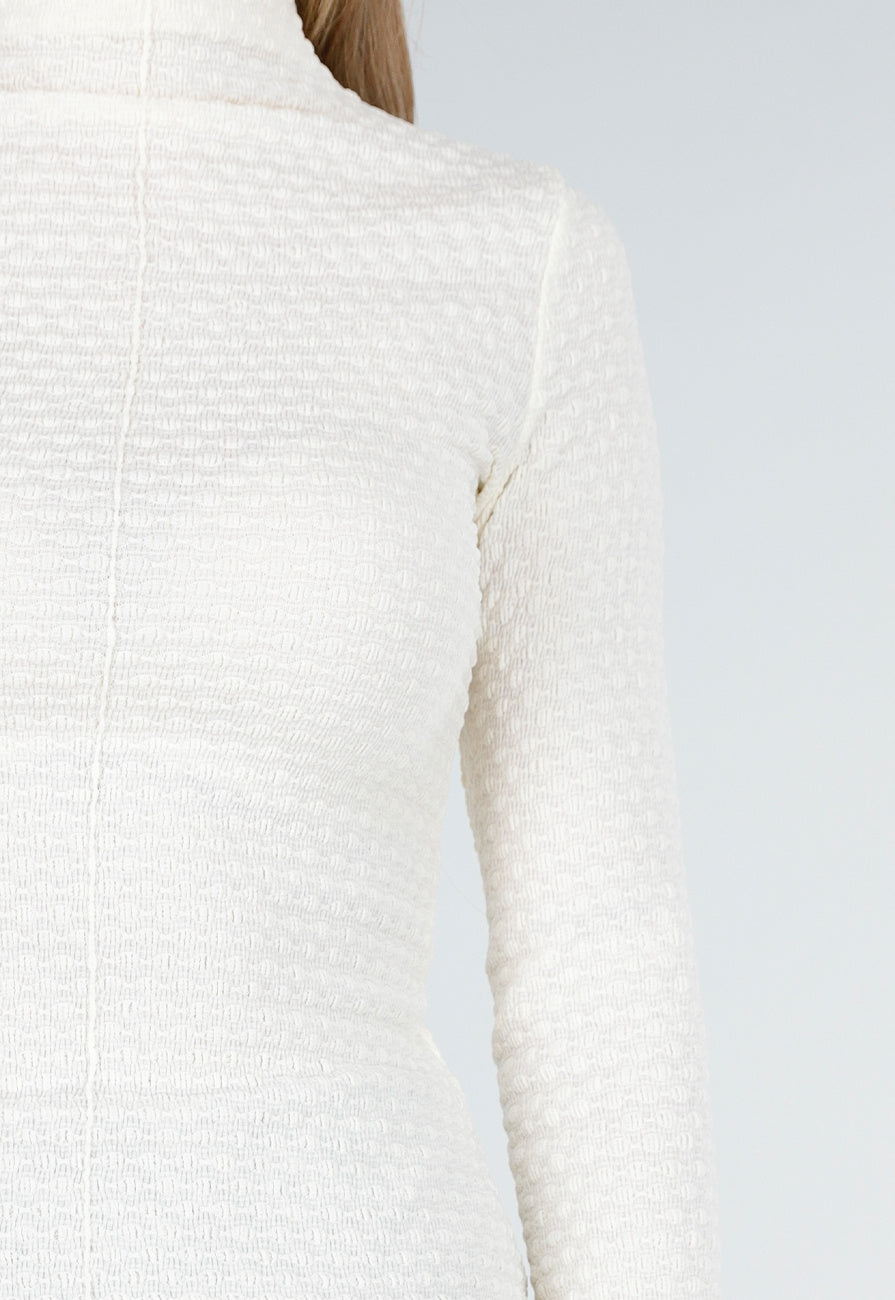 Beige Coltrui Top met Lange Mouwen