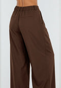 Bruine Tall Wide Leg Broek met Plooien