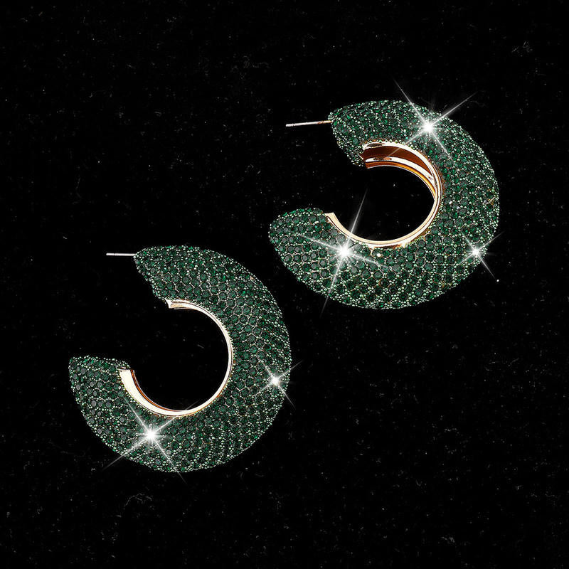 Statement Oorbellen met Strass en Glanzende Afwerking