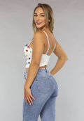 Witte Bustier met Grote Multicolor Strass