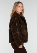 Donkerbruine Teddy Jas met Knoopsluiting