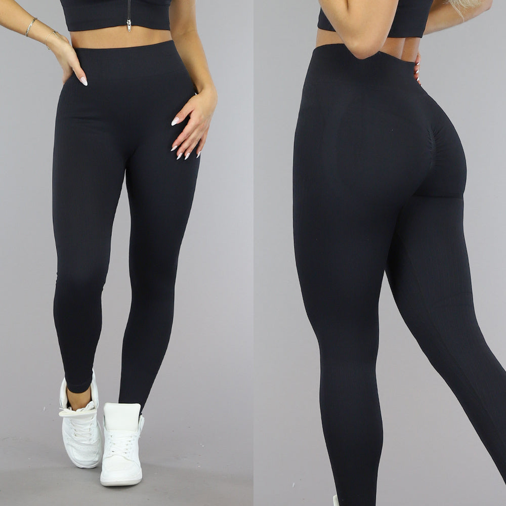 Zwarte Grove Rib Sport Legging met Scrunch