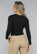 Longsleeve Zwarte Geplooide Top