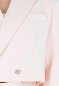 Lichtroze Cropped Blazer met Strass Knopen