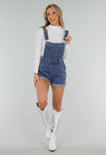 Denim Tuinbroek Playsuit met Verstelbare Bandjes en Zakken