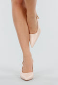 Beige Slingback Pumps met Spitse Neus en Hoge Hak