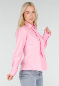 Roze Blouse met Lange Mouwen en Stropdasdetail