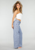Lichtblauwe Wide Leg Jeans met Mid Waist