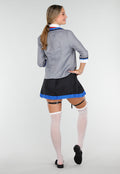 School Uniform Kostuum met Grijze Blazer Blouse Set met Rok en Stropdas