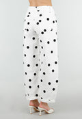 Witte Barrel Jeans met Zwarte Stippen en Hoge Taille