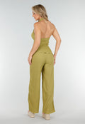Groene Haltertop en Wijde Broek Set met Stretch