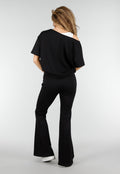 Zwarte One Shoulder Top met Ingewerkte Top en Stretch